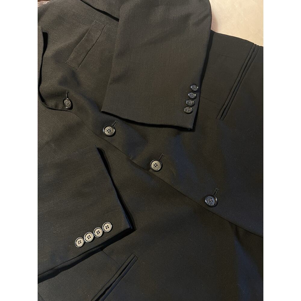 Vintage Dunleith 46L 39x30 Solid Black Twill Suit Unconstructed USA - Picture 7 of 16